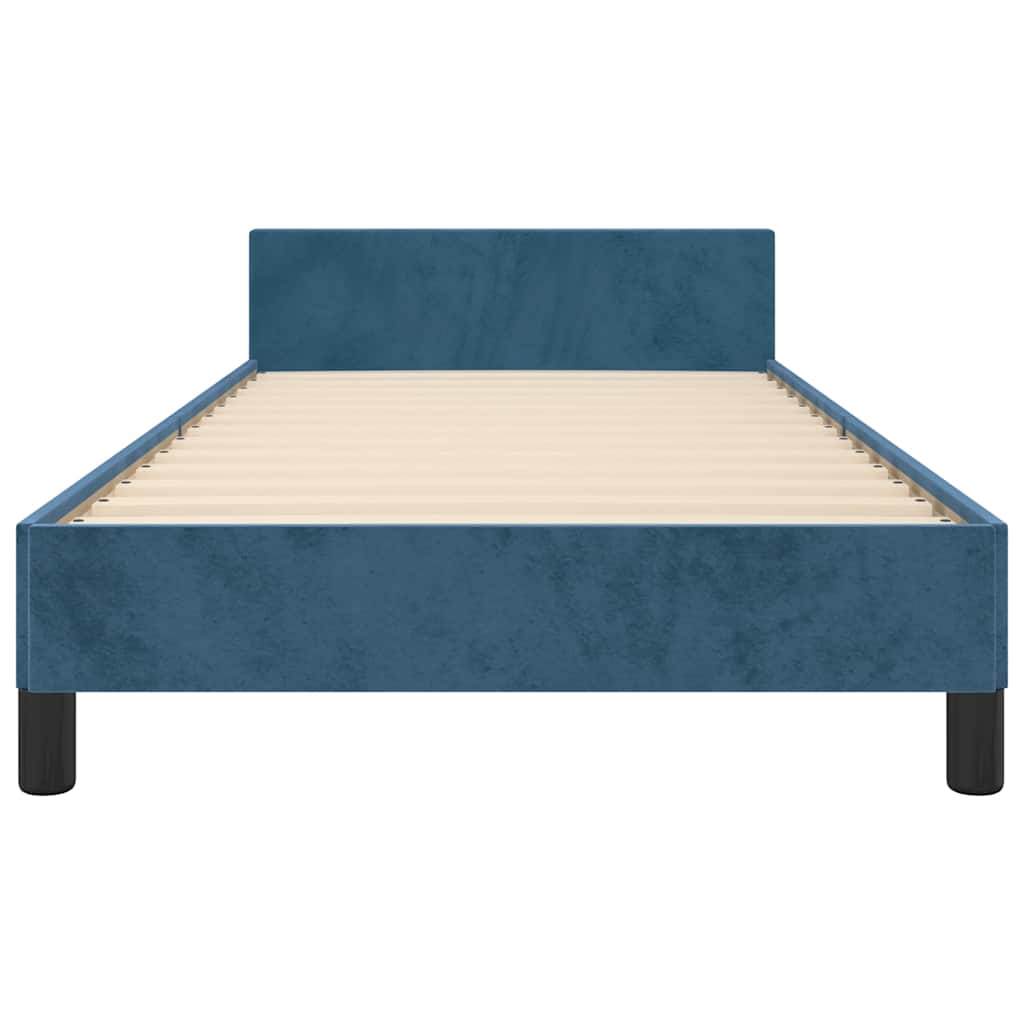 Cadre de lit sans matelas bleu foncé 100x200 cm velours - XIOS