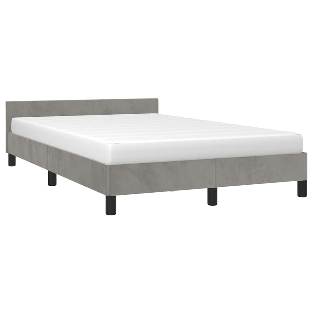 Cadre de lit sans matelas gris clair 120x200 cm velours - XIOS