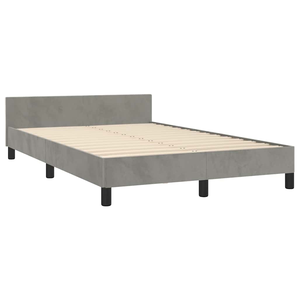 Cadre de lit sans matelas gris clair 120x200 cm velours - XIOS