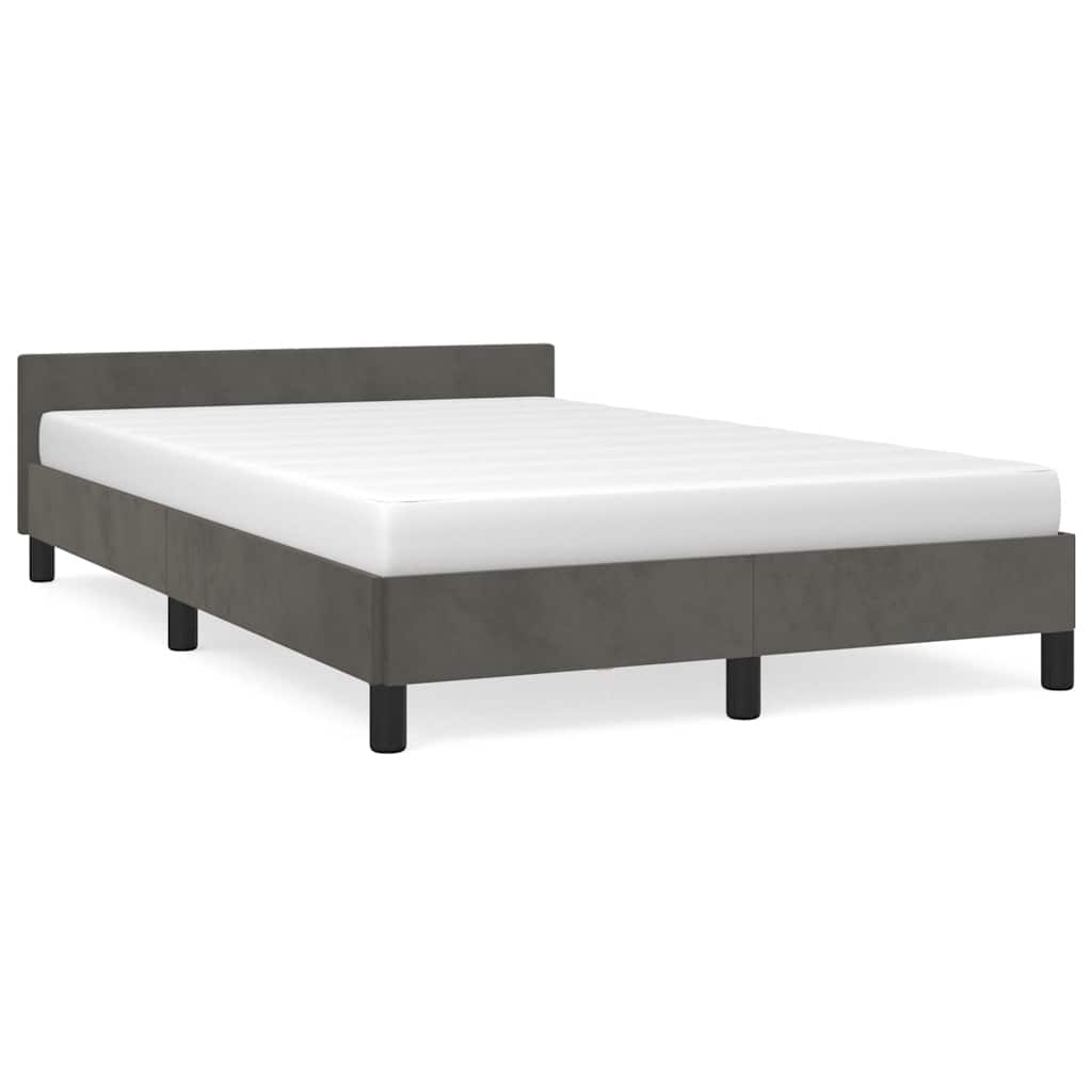 Cadre de lit sans matelas gris foncé 120x200 cm velours - XIOS