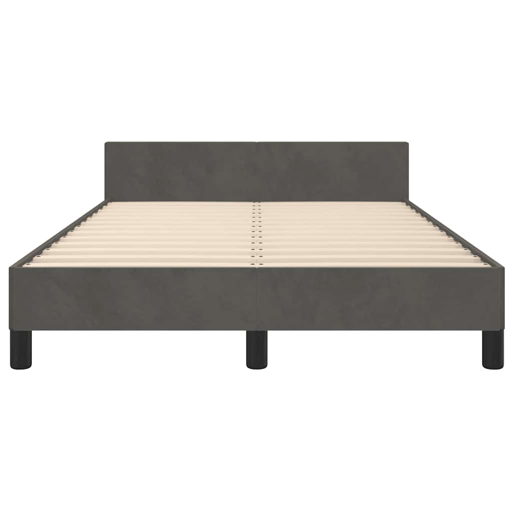 Cadre de lit sans matelas gris foncé 120x200 cm velours - XIOS