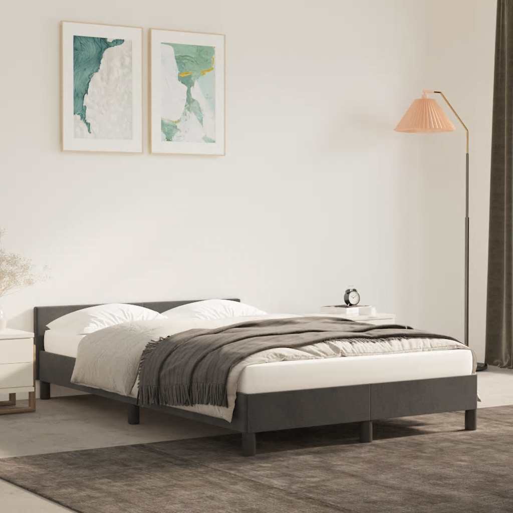 Cadre de lit sans matelas gris foncé 120x200 cm velours - XIOS