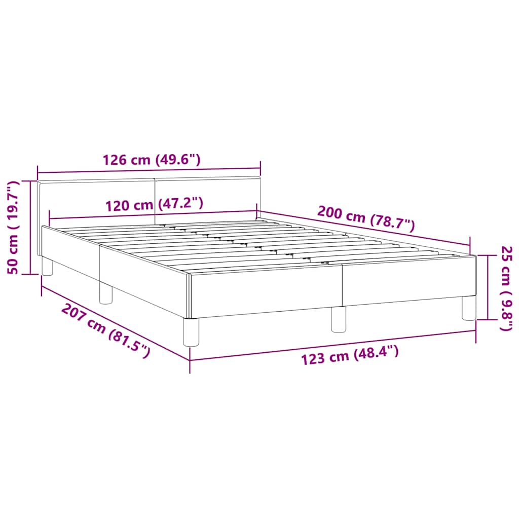 Cadre de lit sans matelas noir 120x200 cm velours - XIOS
