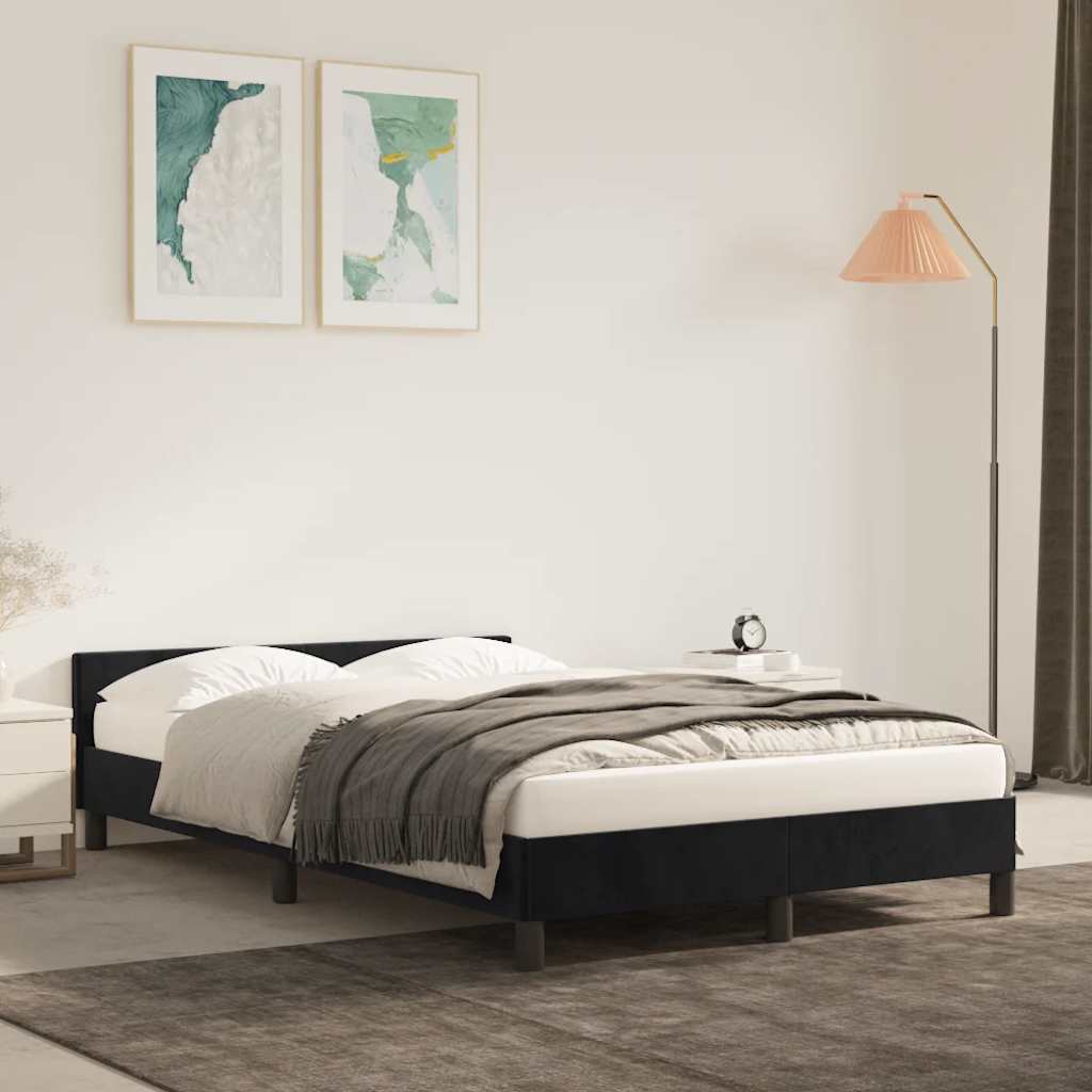 Cadre de lit sans matelas noir 120x200 cm velours - XIOS