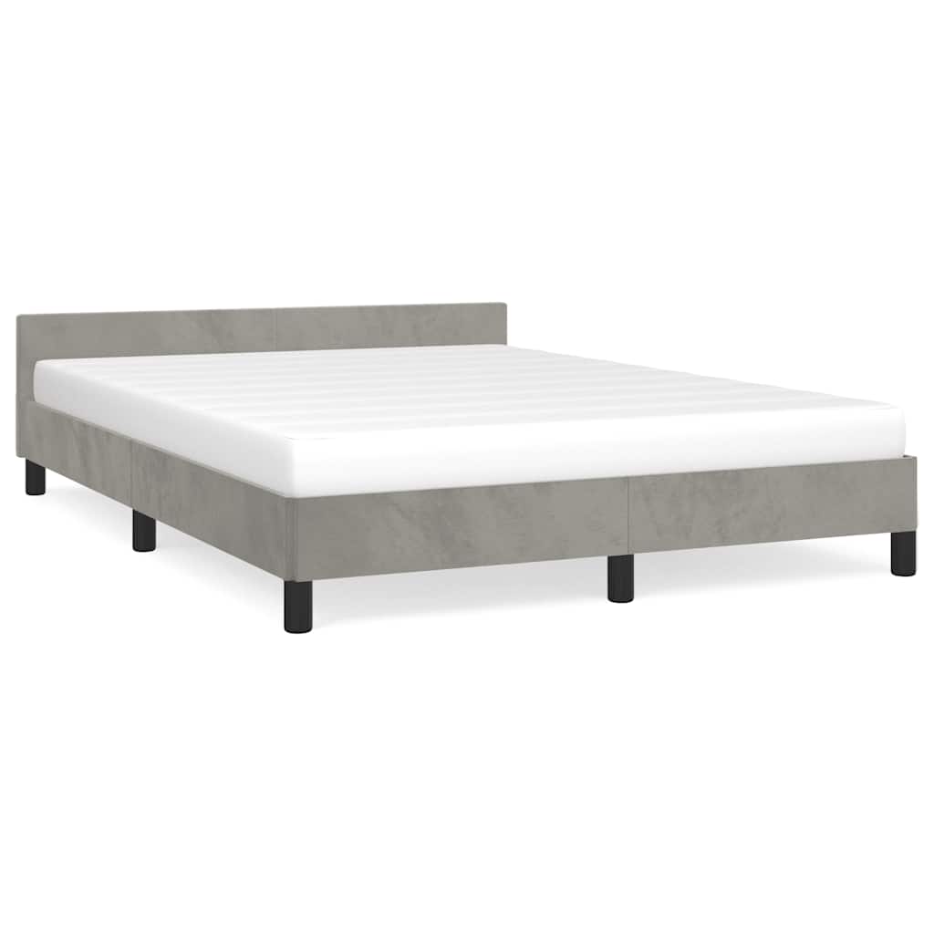 Cadre de lit sans matelas gris clair 140x190 cm velours - XIOS