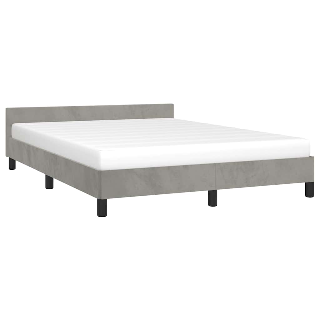 Cadre de lit sans matelas gris clair 140x190 cm velours - XIOS