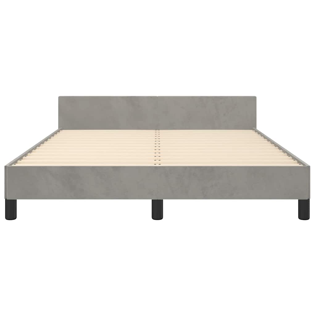 Cadre de lit sans matelas gris clair 140x190 cm velours - XIOS