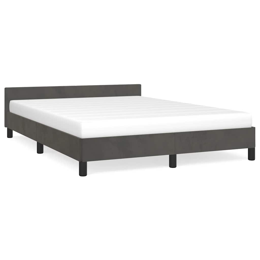 Cadre de lit sans matelas gris foncé 140x190 cm velours - XIOS