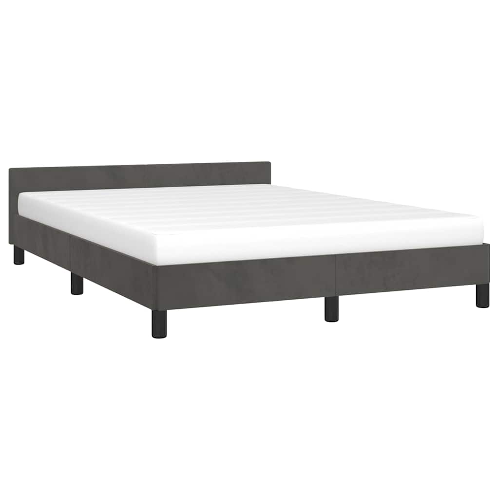 Cadre de lit sans matelas gris foncé 140x190 cm velours - XIOS
