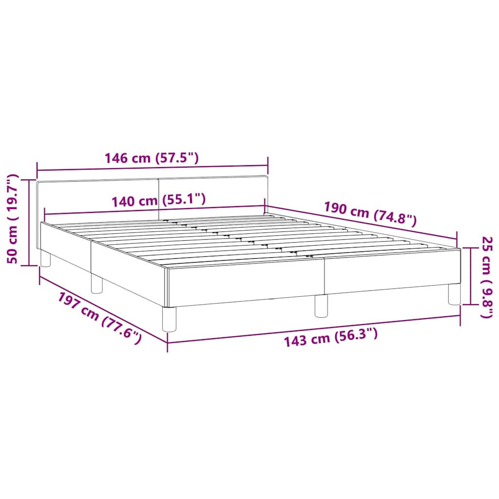 Cadre de lit sans matelas noir 140x190 cm velours - XIOS