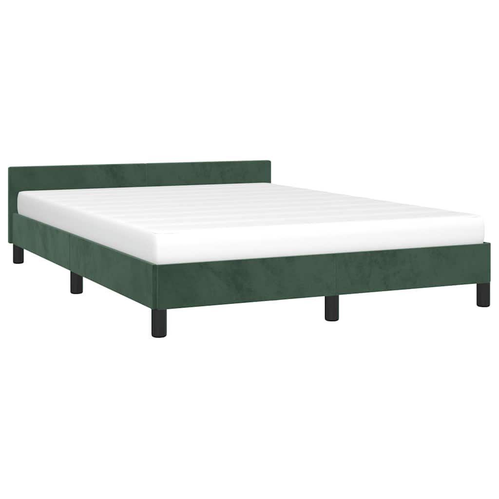Cadre de lit sans matelas vert foncé 140x190 cm velours - XIOS