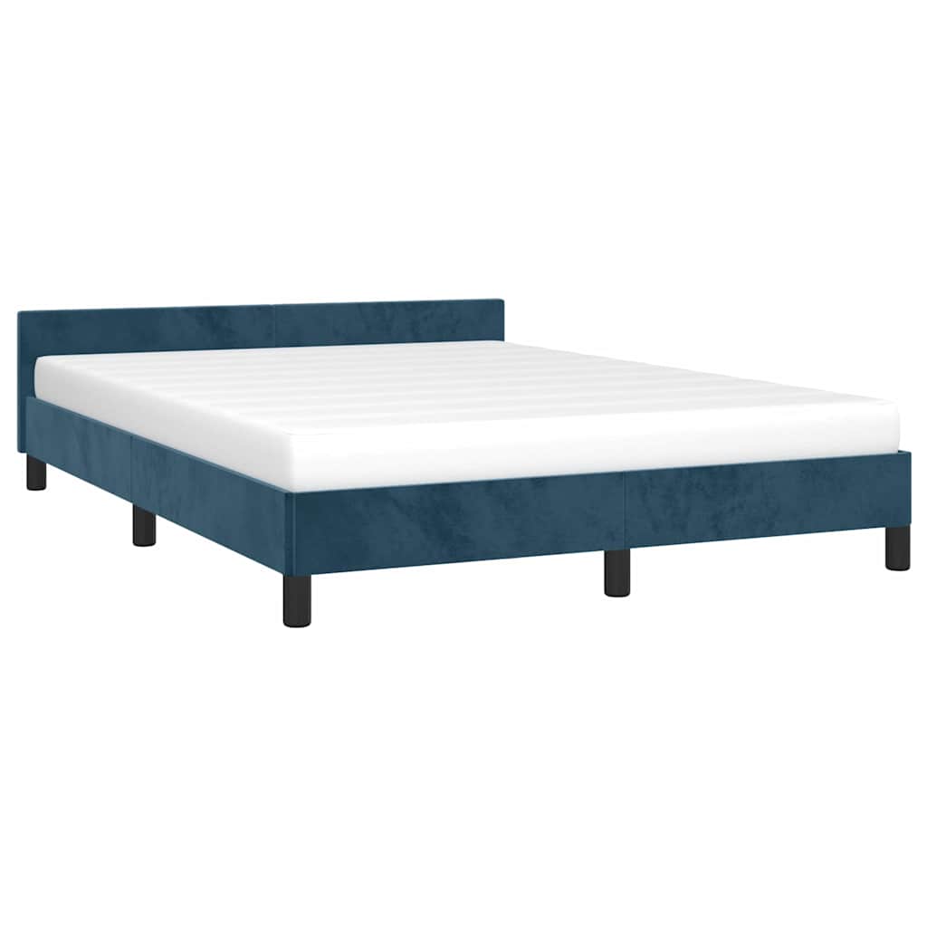 Cadre de lit sans matelas bleu foncé 140x190 cm velours - XIOS