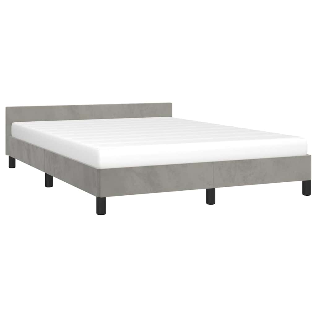 Cadre de lit sans matelas gris clair 140x200 cm velours - XIOS