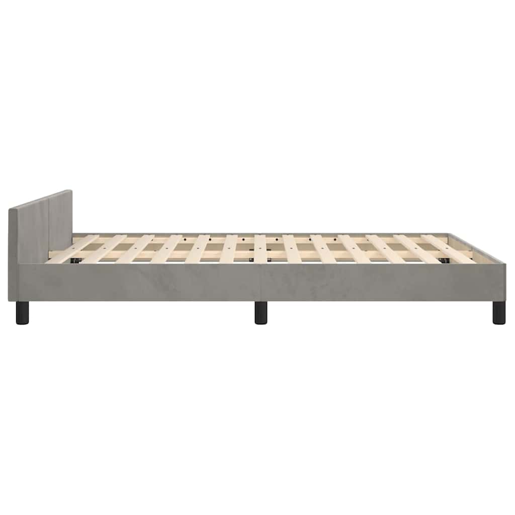 Cadre de lit sans matelas gris clair 140x200 cm velours - XIOS