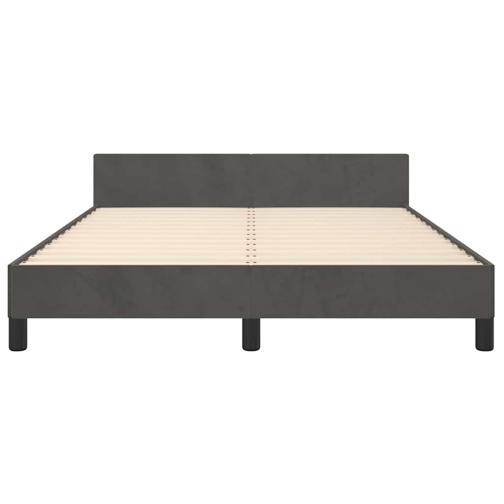 Cadre de lit sans matelas gris foncé 140x200 cm velours - XIOS