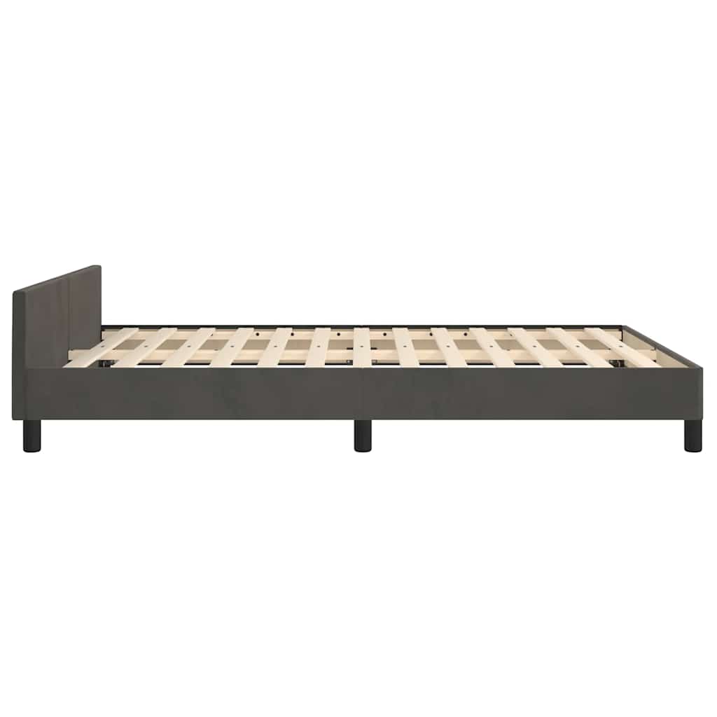 Cadre de lit sans matelas gris foncé 140x200 cm velours - XIOS