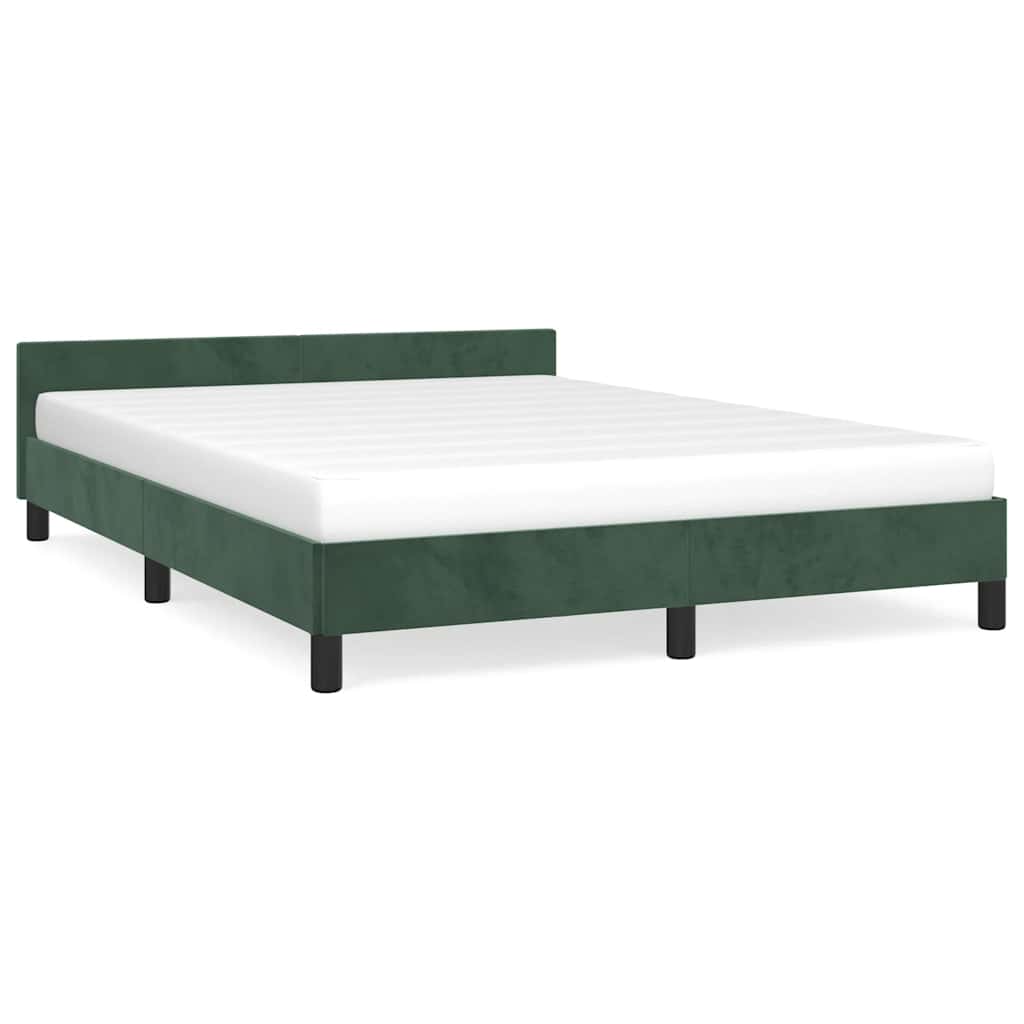 Cadre de lit sans matelas vert foncé 140x200 cm velours - XIOS