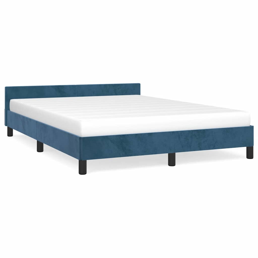 Cadre de lit sans matelas bleu foncé 140x200 cm velours - XIOS