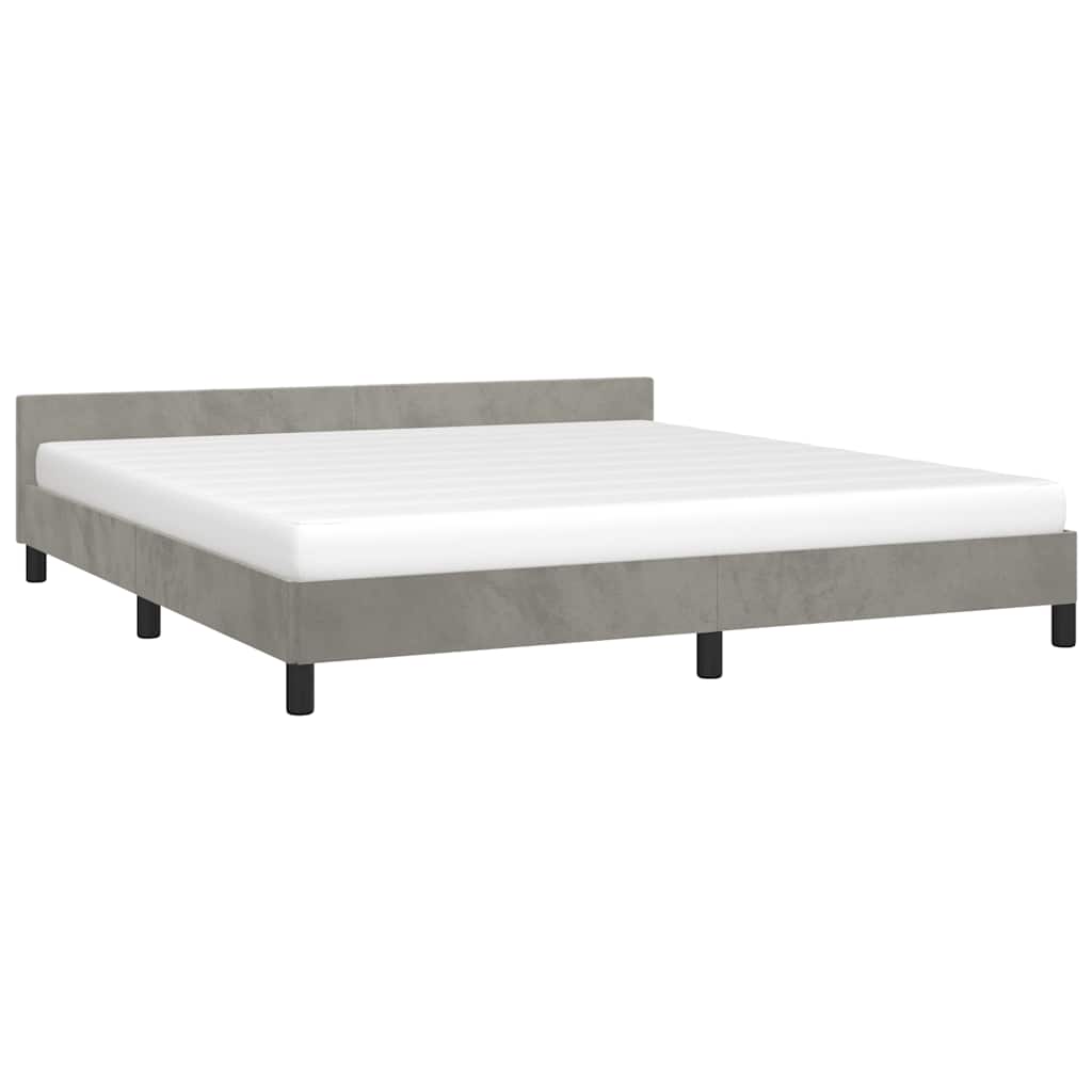 Cadre de lit sans matelas gris clair 160x200 cm velours - XIOS