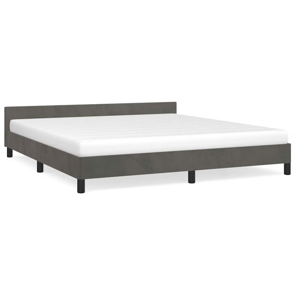 Cadre de lit sans matelas gris foncé 160x200 cm velours - XIOS
