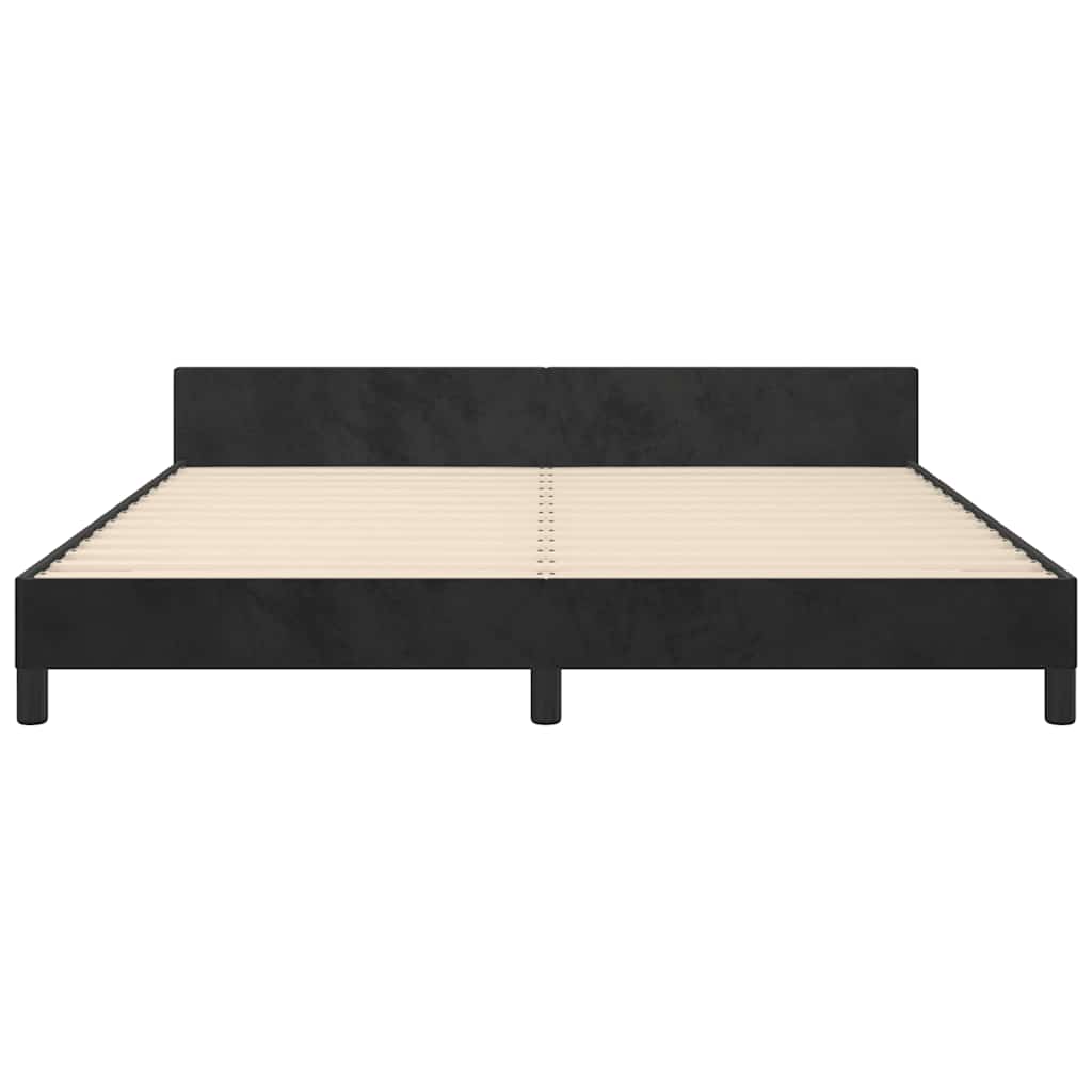 Cadre de lit sans matelas noir 160x200 cm velours - XIOS