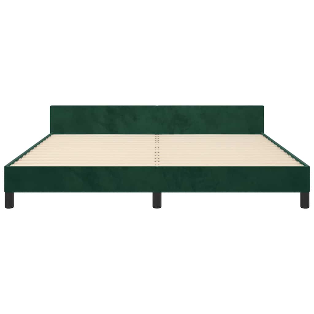 Cadre de lit sans matelas vert foncé 160x200 cm velours - XIOS
