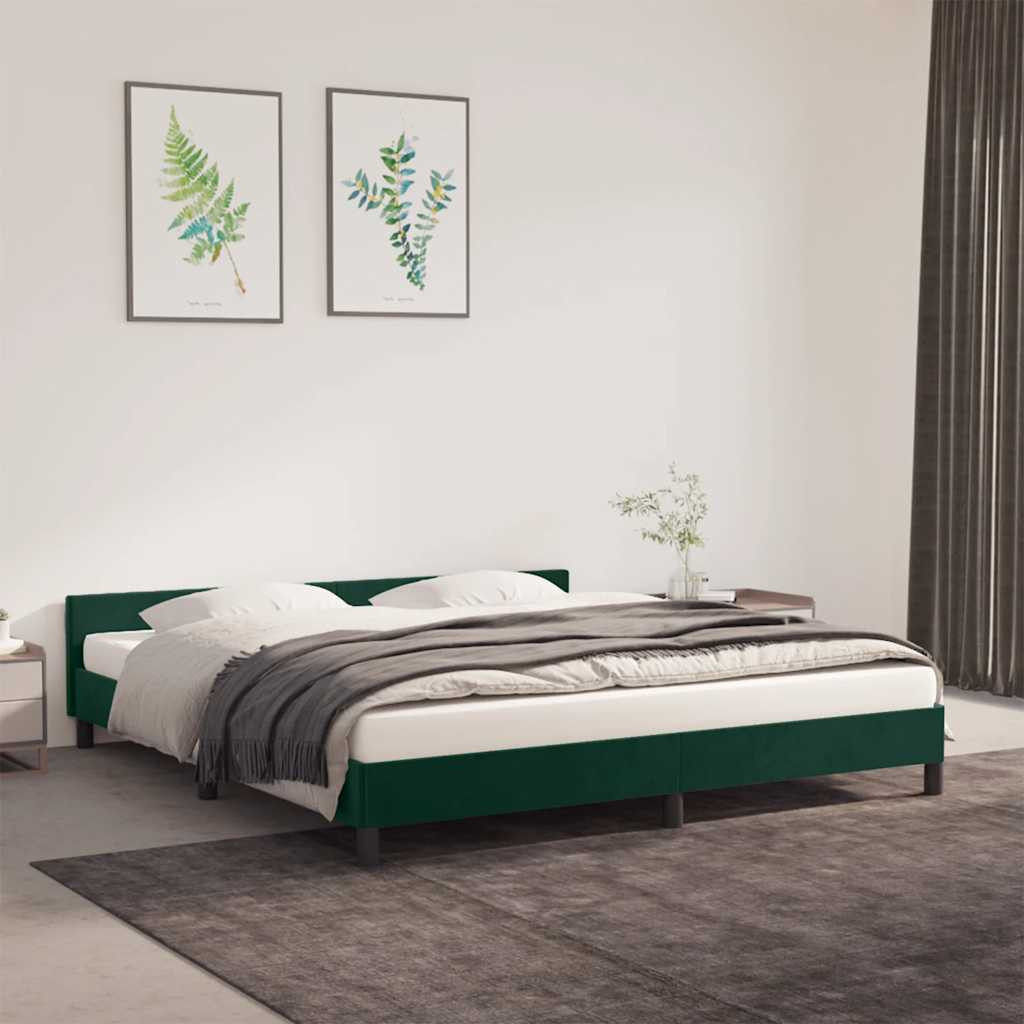 Cadre de lit sans matelas vert foncé 160x200 cm velours - XIOS