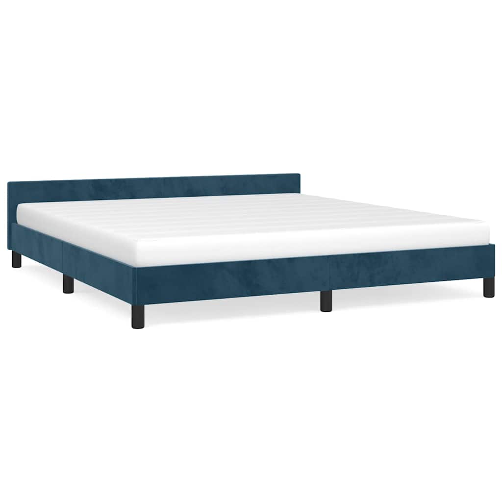 Cadre de lit sans matelas bleu foncé 160x200 cm velours - XIOS