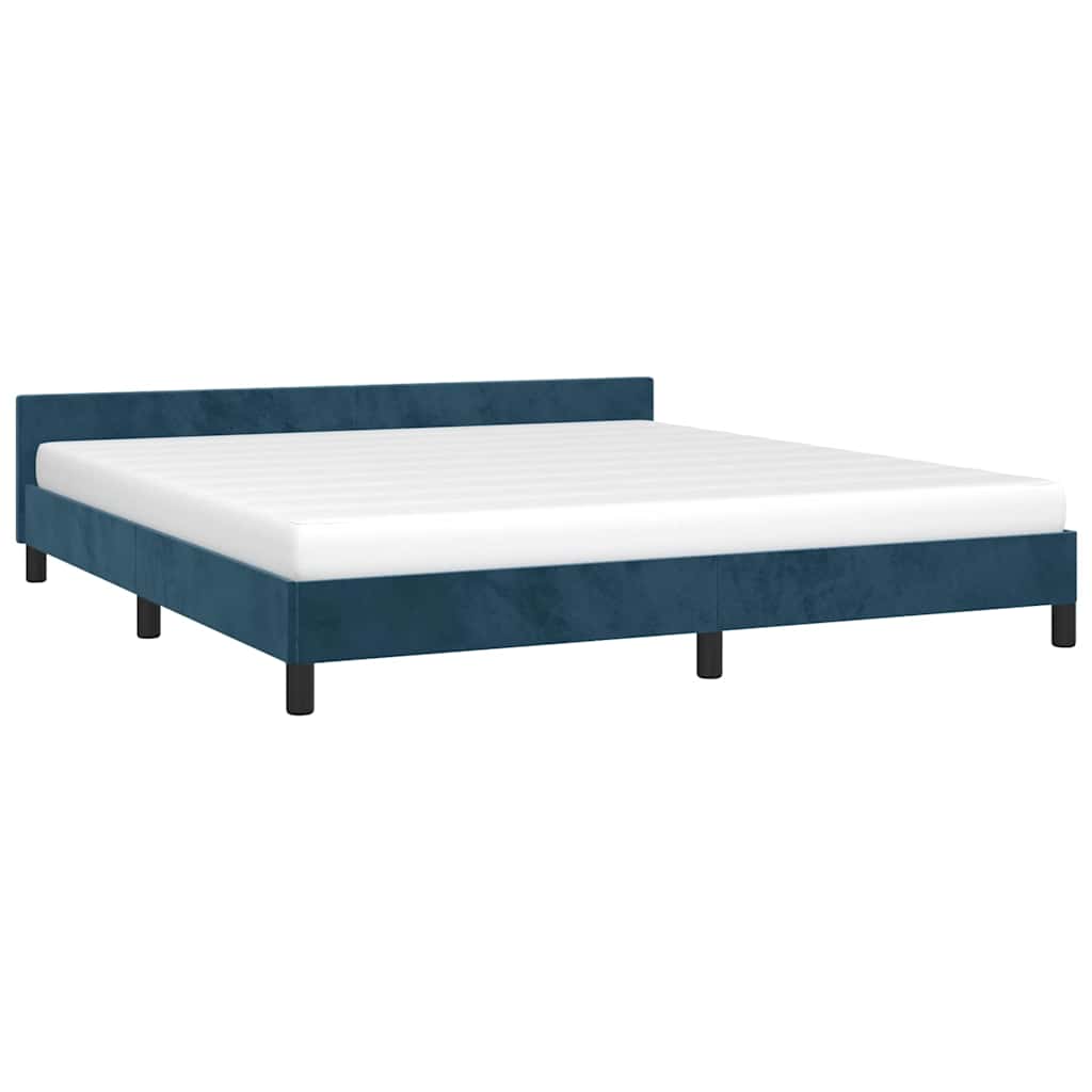 Cadre de lit sans matelas bleu foncé 160x200 cm velours - XIOS