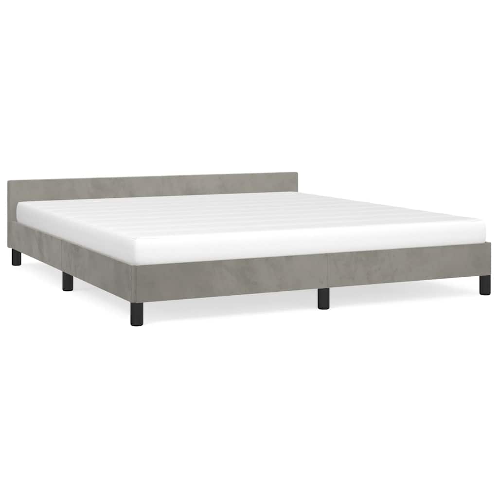 Cadre de lit sans matelas gris clair 180x200 cm velours - XIOS