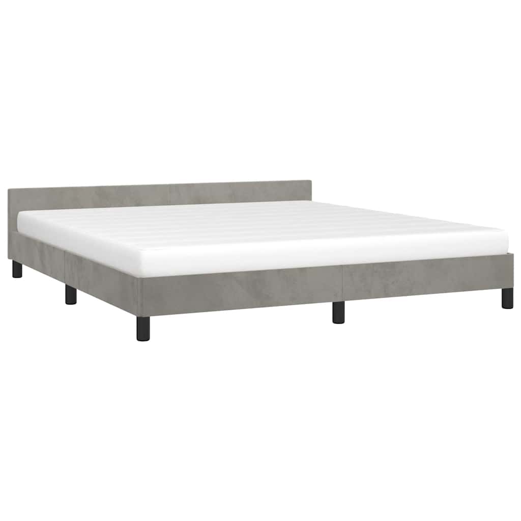 Cadre de lit sans matelas gris clair 180x200 cm velours - XIOS
