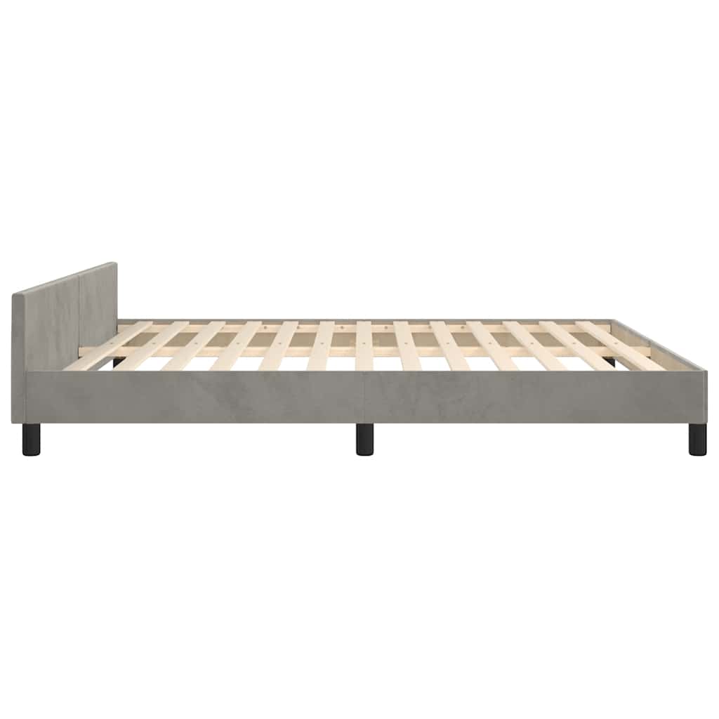 Cadre de lit sans matelas gris clair 180x200 cm velours - XIOS