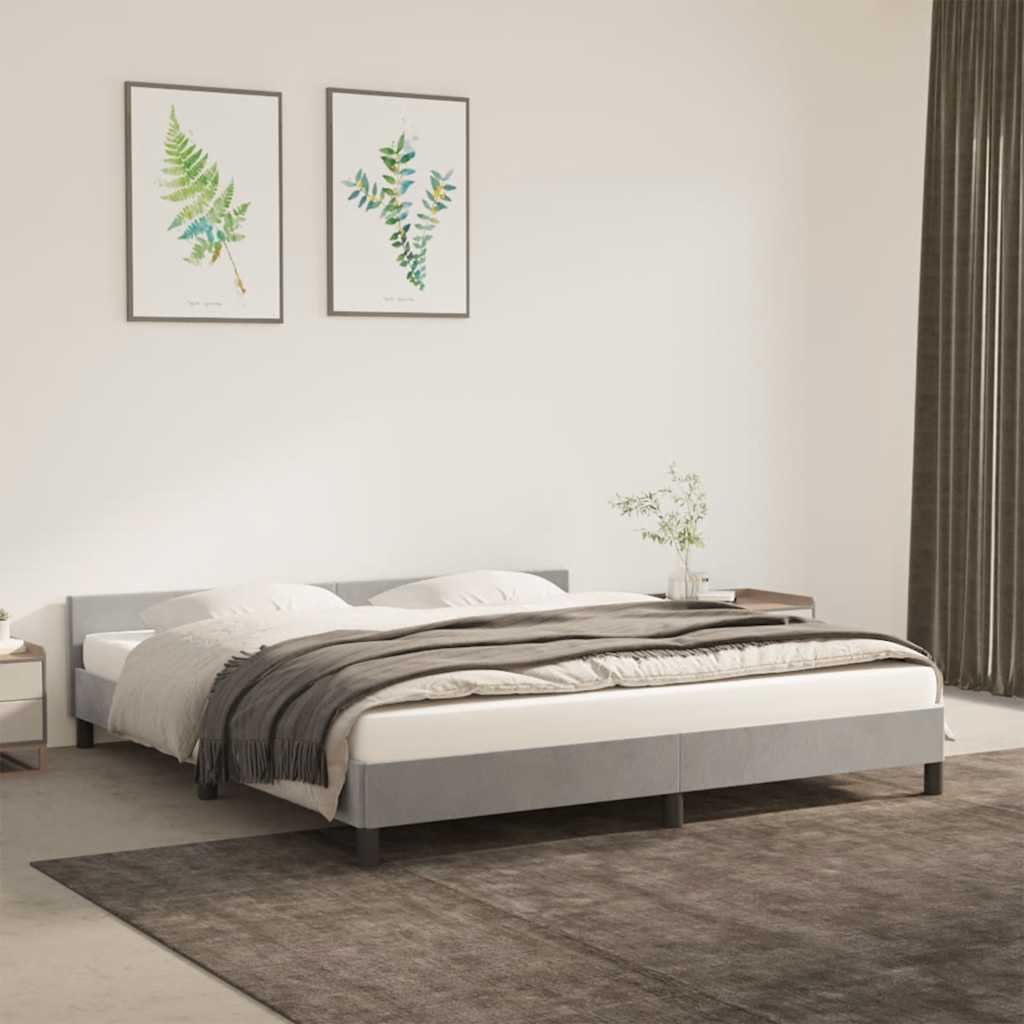 Cadre de lit sans matelas gris clair 180x200 cm velours - XIOS