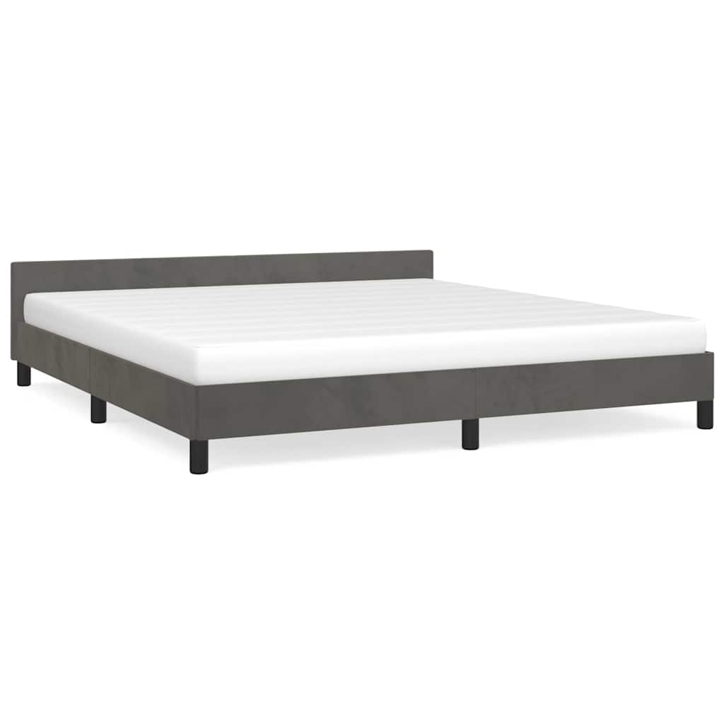 Cadre de lit sans matelas gris foncé 180x200 cm velours - XIOS