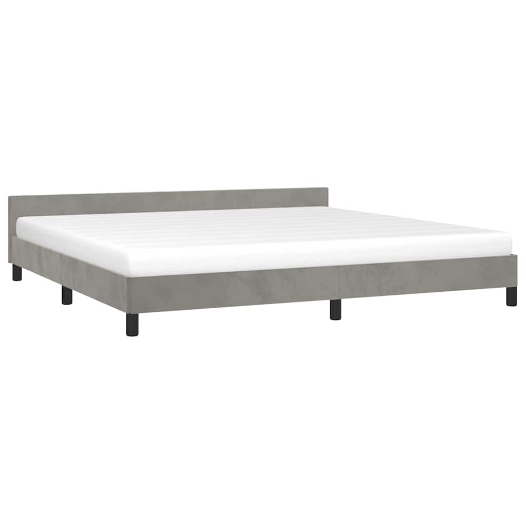Cadre de lit sans matelas gris clair 200x200 cm velours - XIOS