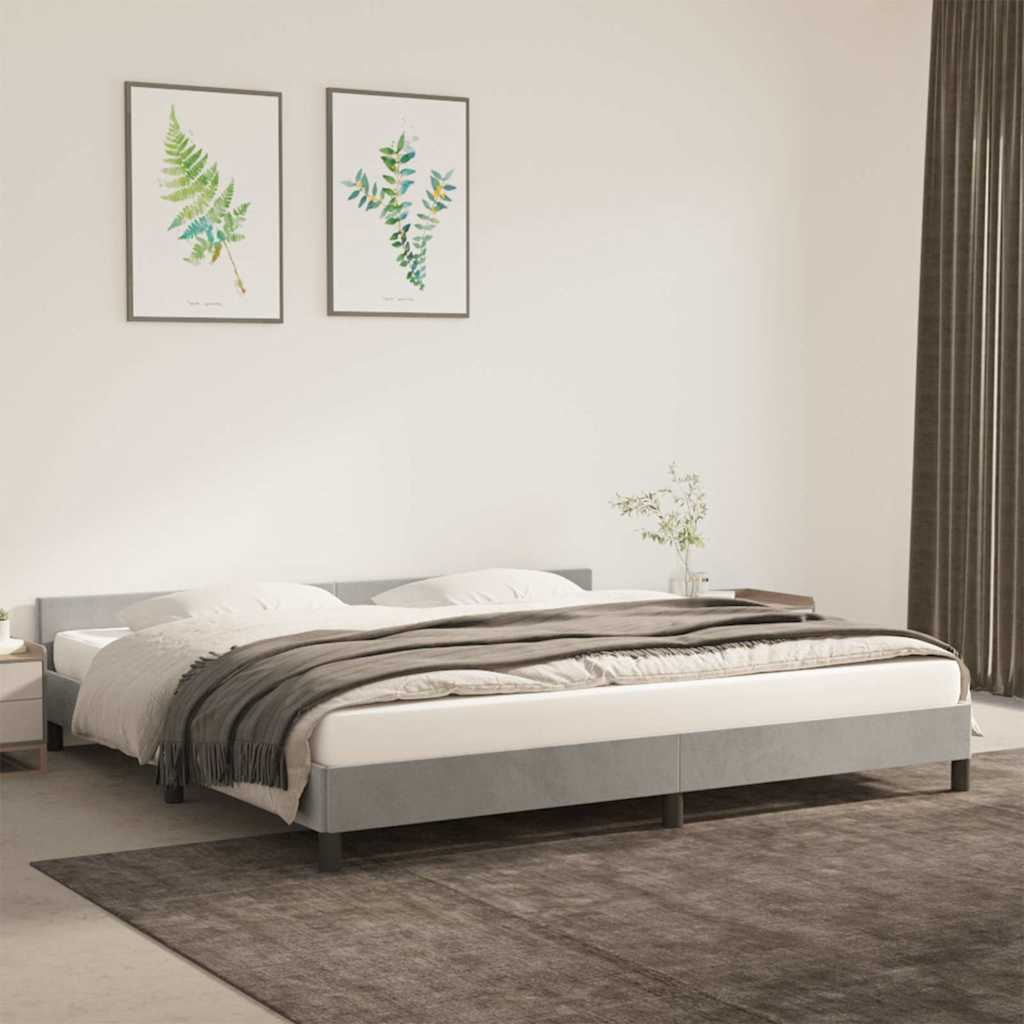 Cadre de lit sans matelas gris clair 200x200 cm velours - XIOS