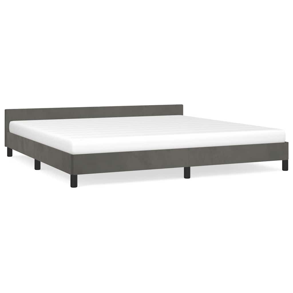 Cadre de lit sans matelas gris foncé 200x200 cm velours - XIOS