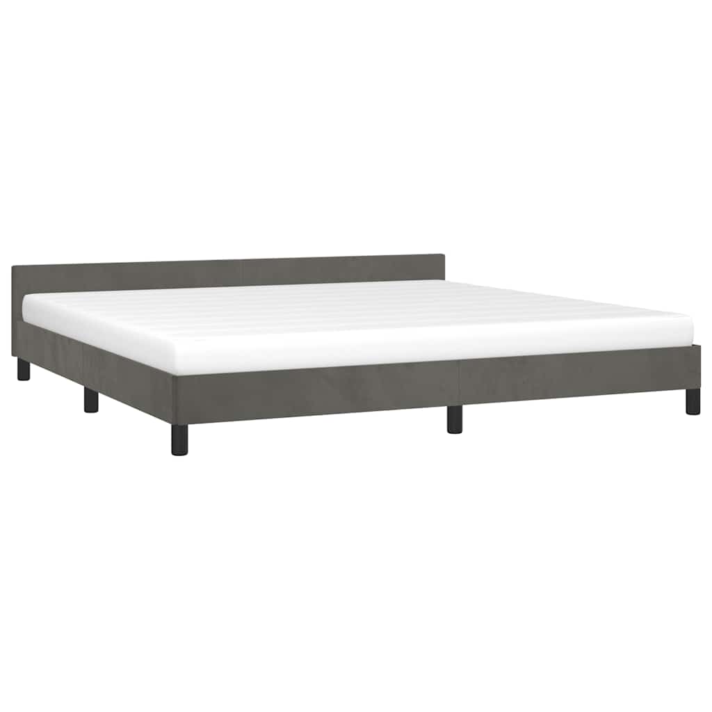 Cadre de lit sans matelas gris foncé 200x200 cm velours - XIOS