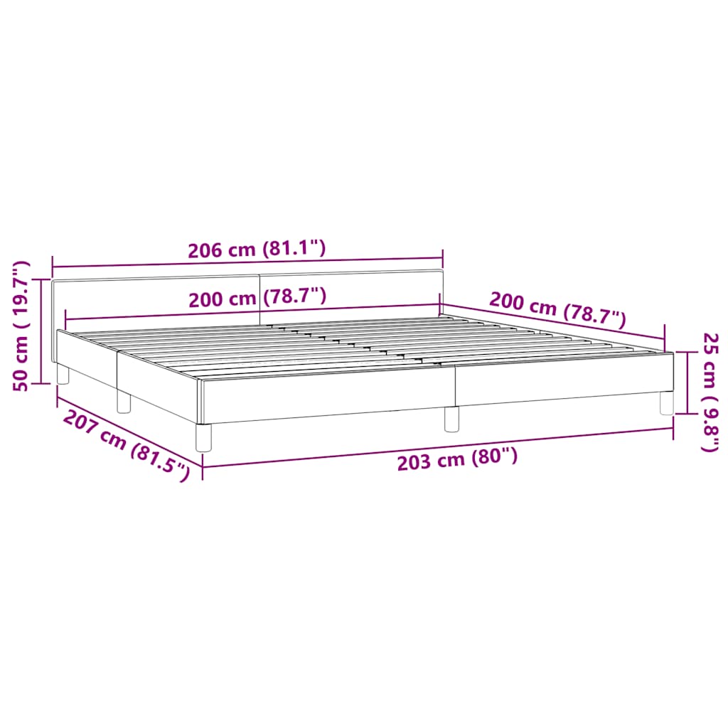 Cadre de lit sans matelas gris foncé 200x200 cm velours - XIOS