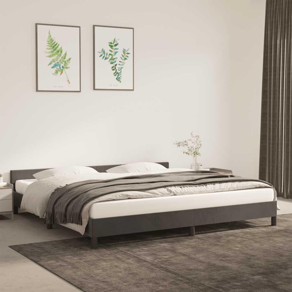 Cadre de lit sans matelas gris foncé 200x200 cm velours - XIOS