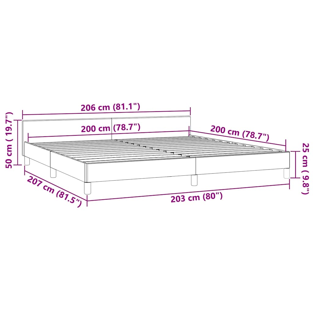 Cadre de lit sans matelas noir 200x200 cm velours - XIOS