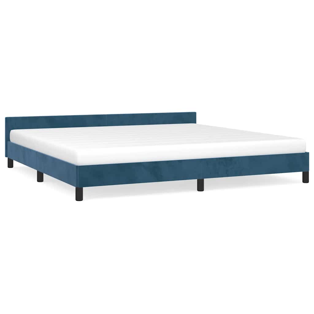 Cadre de lit sans matelas bleu foncé 200x200 cm velours - XIOS