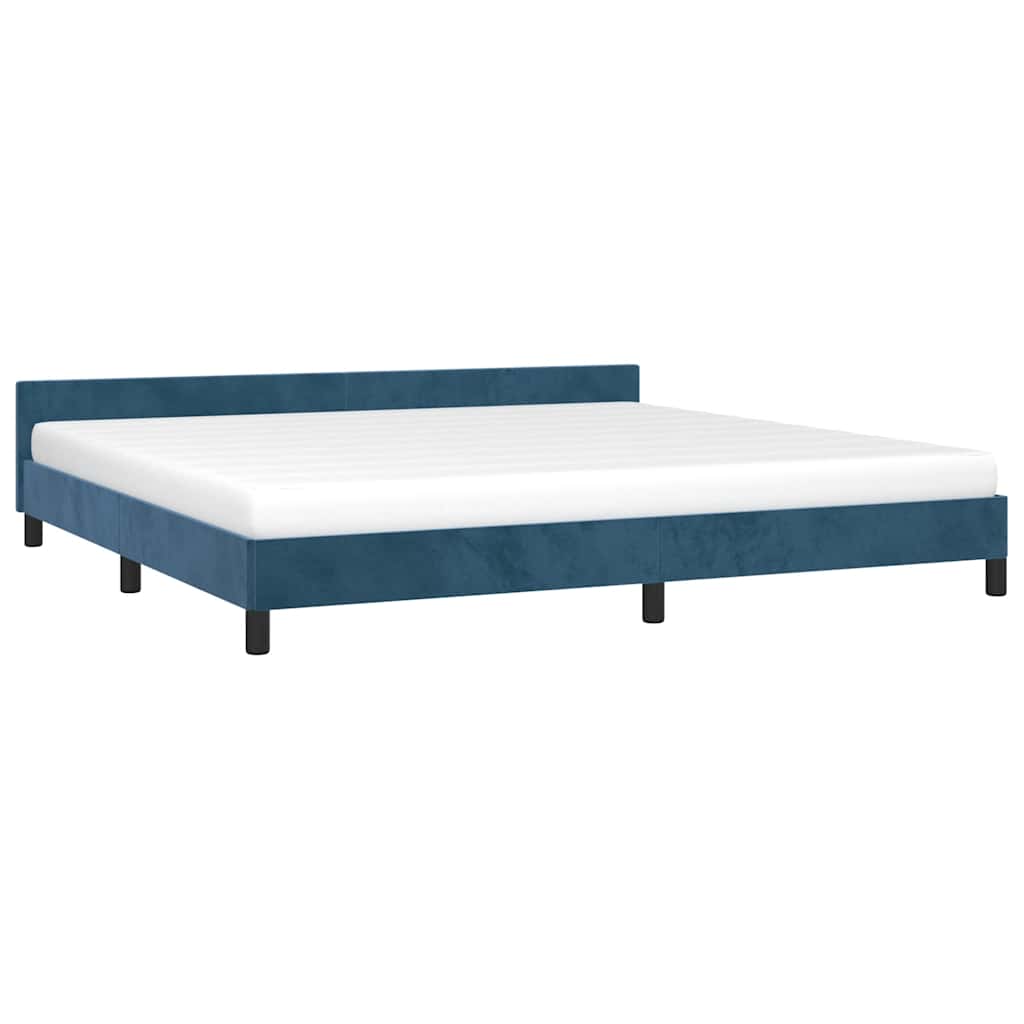 Cadre de lit sans matelas bleu foncé 200x200 cm velours - XIOS