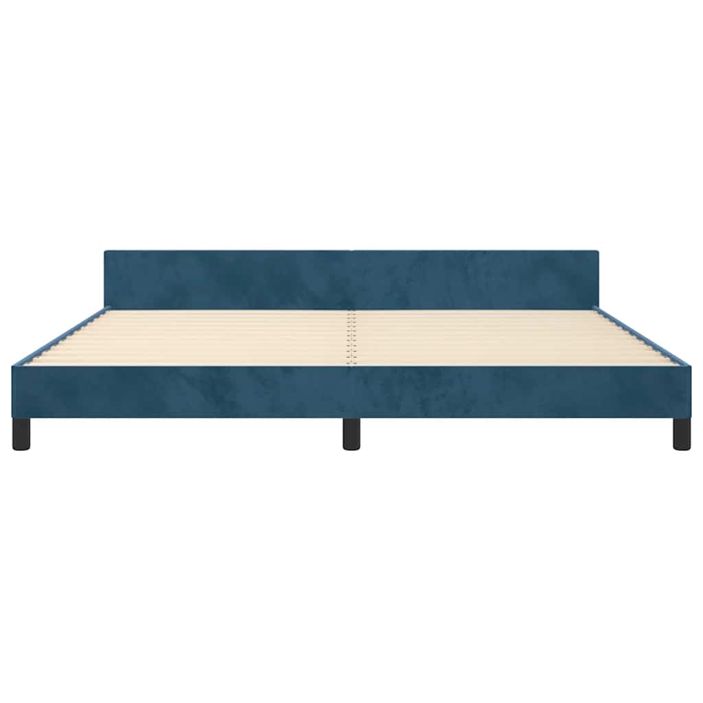 Cadre de lit sans matelas bleu foncé 200x200 cm velours - XIOS