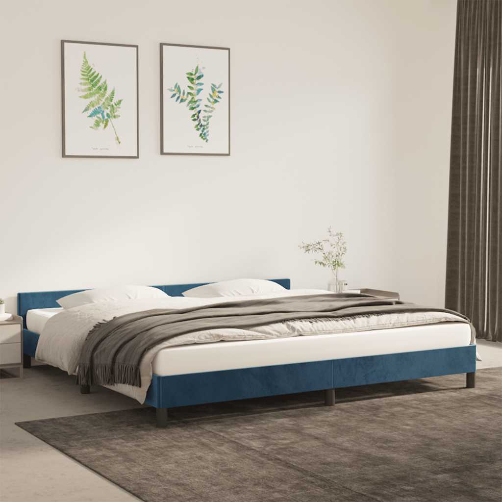 Cadre de lit sans matelas bleu foncé 200x200 cm velours - XIOS