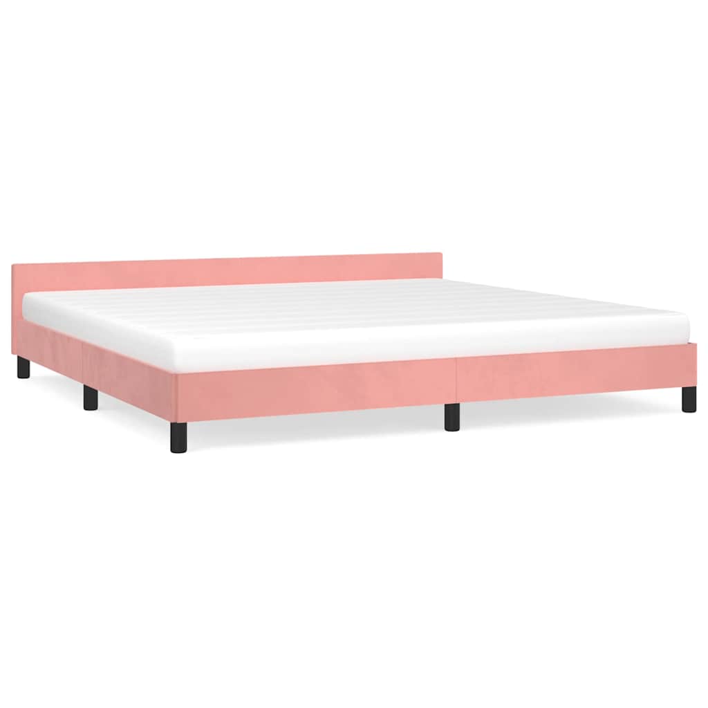 Cadre de lit et tête de lit sans matelas rose 200x200cm velours - XIOS