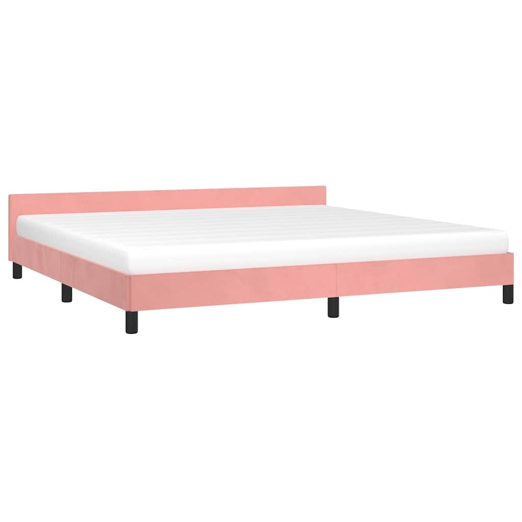 Cadre de lit et tête de lit sans matelas rose 200x200cm velours - XIOS