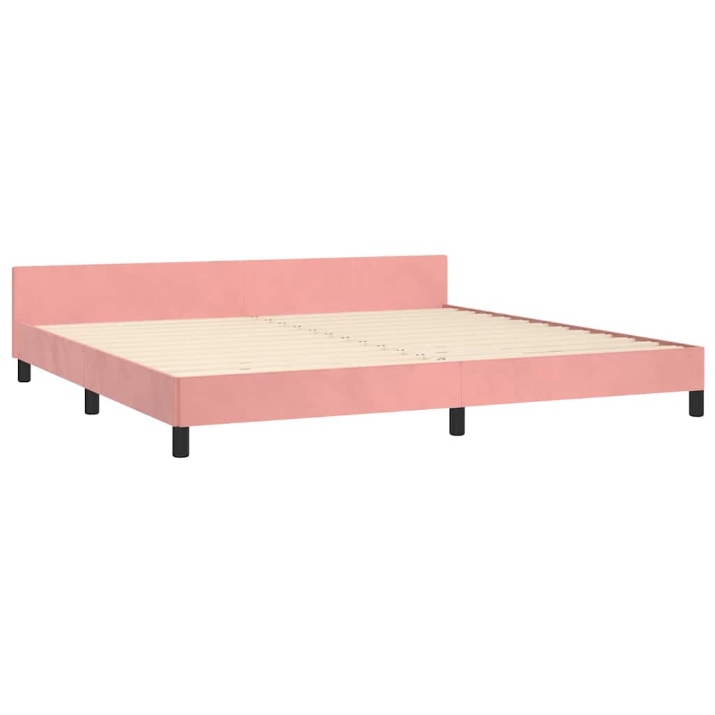 Cadre de lit et tête de lit sans matelas rose 200x200cm velours - XIOS