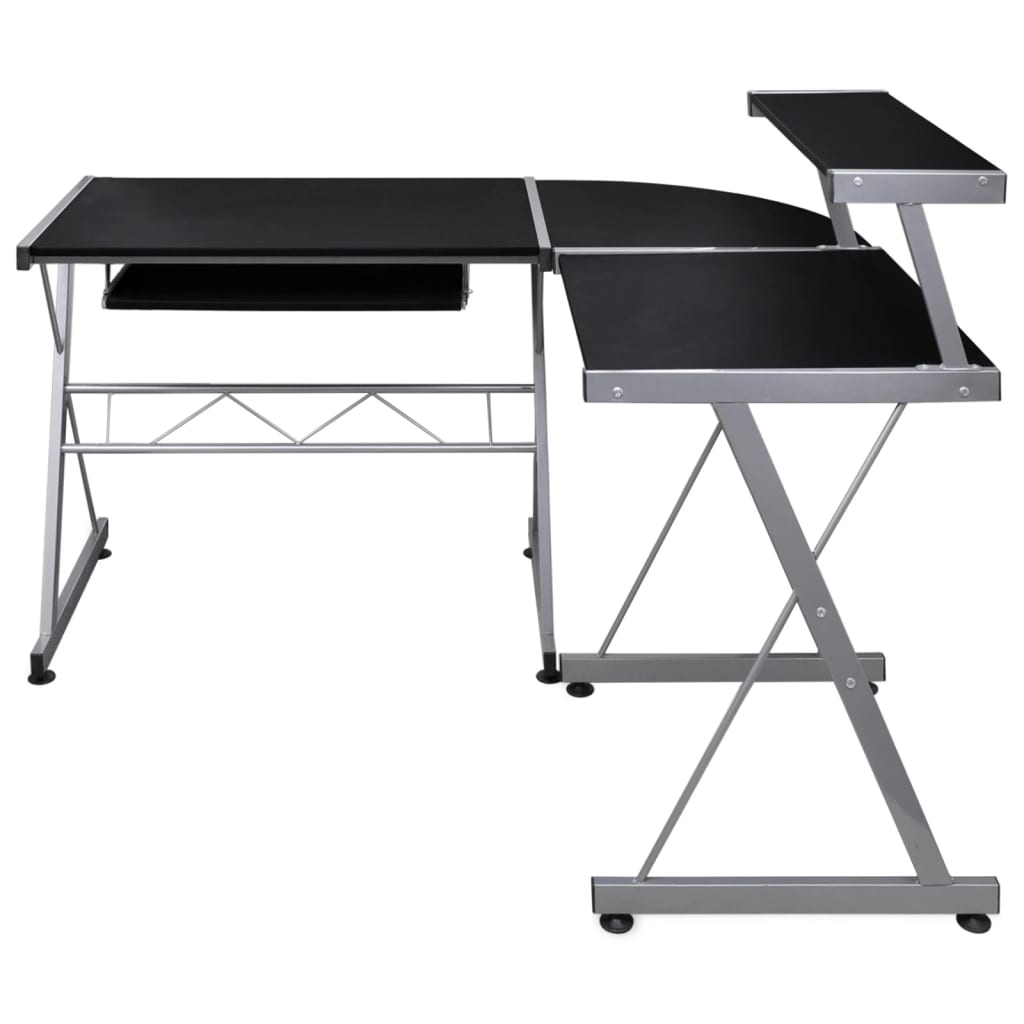 Bureau d'ordinateur d'angle Noir 132x112x99cm Bois d'ingénierie Bureaux vidaXL   