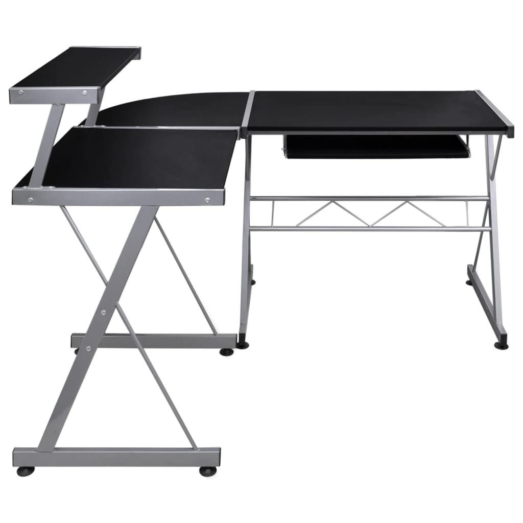 Bureau d'ordinateur d'angle Noir 132x112x99cm Bois d'ingénierie Bureaux vidaXL   
